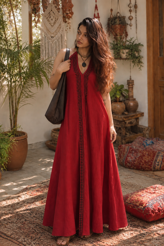 Vani Red Halter Dress