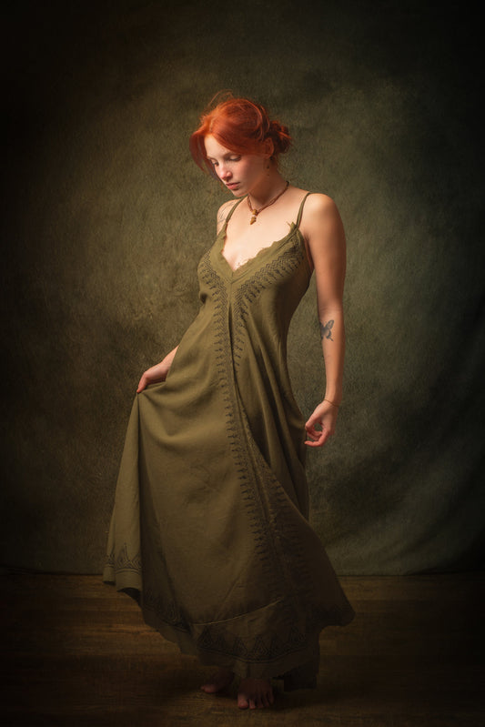 Selena Olive Maxi Long Dress