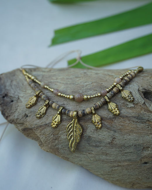 Boho Leaf Macrame Necklace