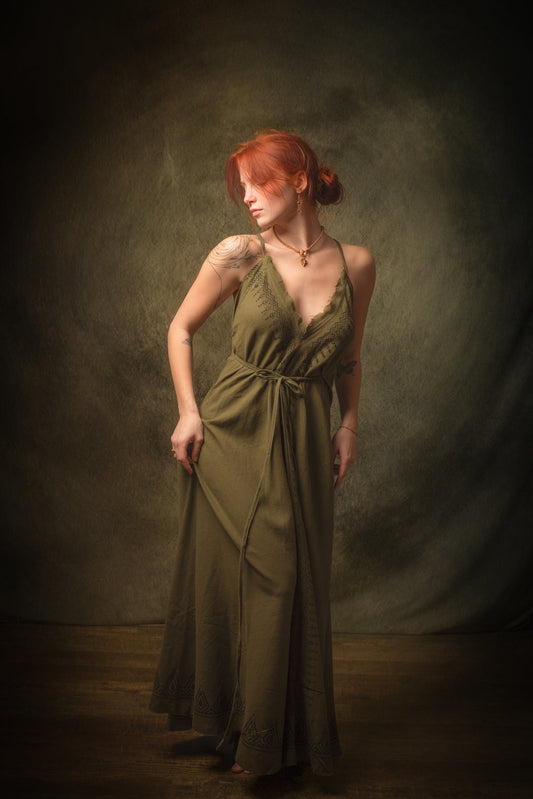Selena Olive Maxi Long Dress