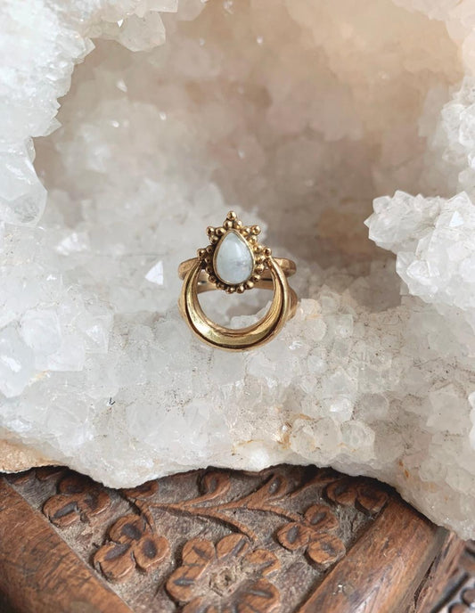 Moonstone Crescent Ring