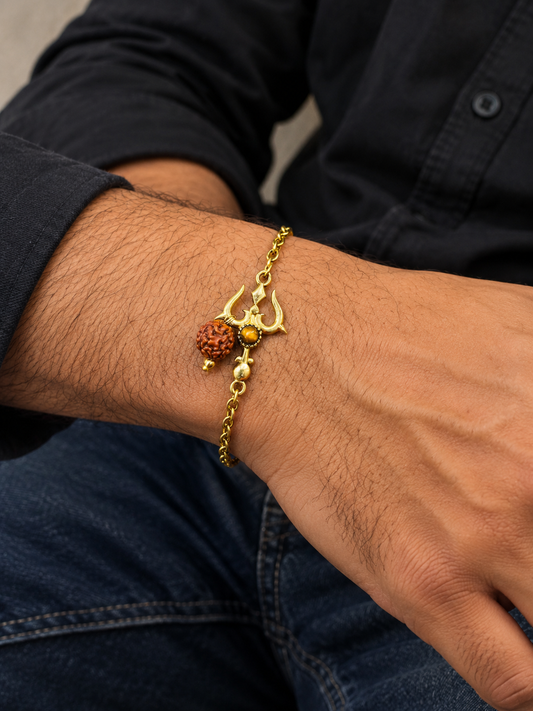 Trishul With Rudraksh Bracelet