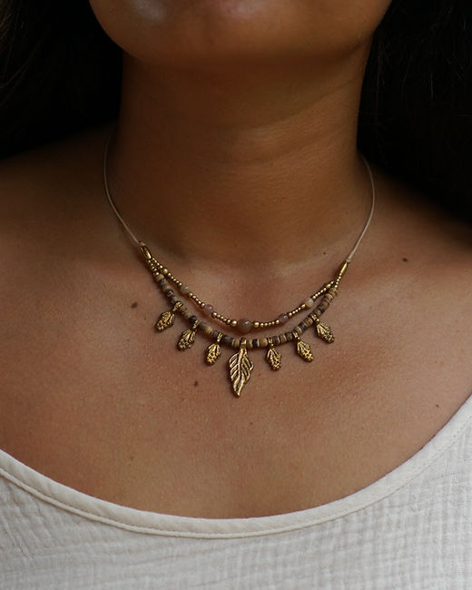 Boho Leaf Macrame Necklace
