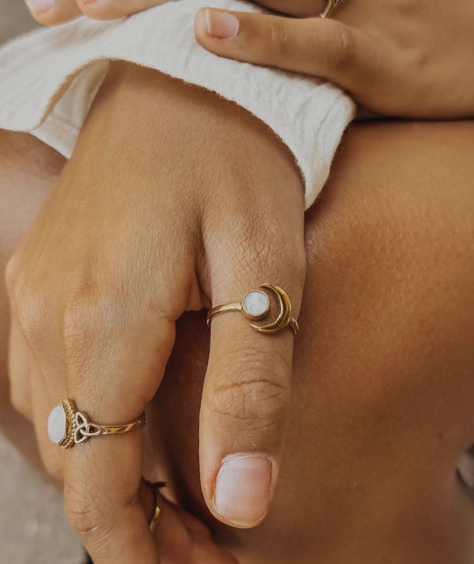 Lunia Moonstone Crescent Ring