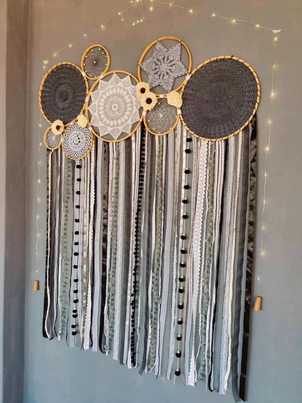 Shadow Play Crochet Lace Cluster Dreamcatcher