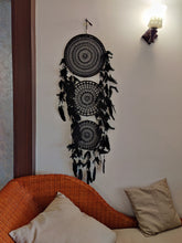 Load image into Gallery viewer, Bigger than life Crochet Dreamcatcher Black
