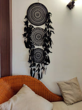 Load image into Gallery viewer, Bigger than life Crochet Dreamcatcher Black
