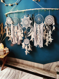 White Boho Cluster Dreamcatcher