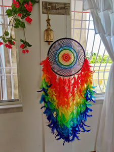 Rainbow Heaven Crochet Dreamcatcher