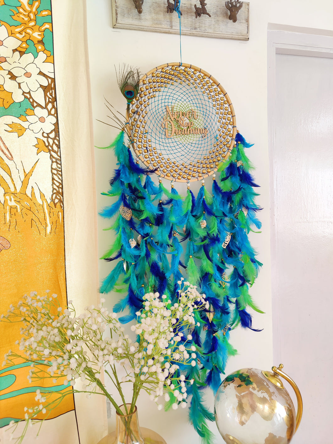 Never Stop Dreaming Peacock Dreamcatcher