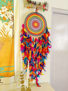 Rainbow Multi Crochet Dreamcatcher