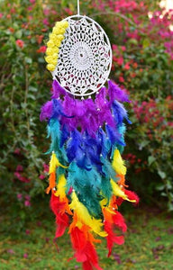 White Crochet Multicolour Dreamcatcher