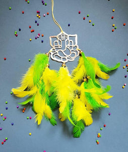 Green And Yellow Ganesh Jee Car Hanging Dreamcatcher