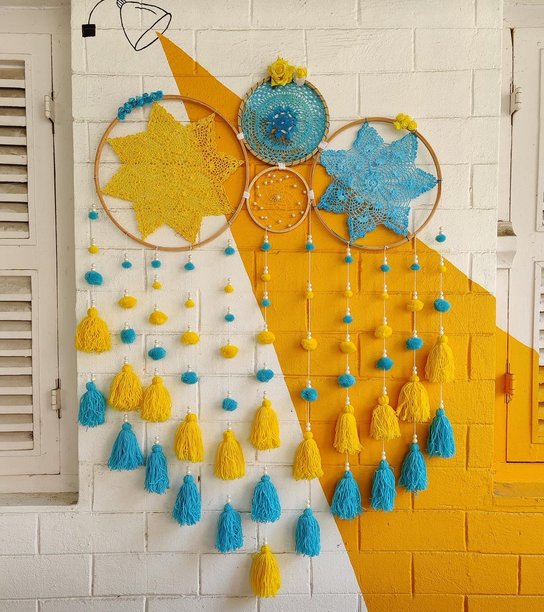 Grace Skyblue and Yellow With Flower Dreamcatcher