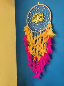 Golden yellow-Pink Lotus Dreamcatcher