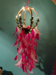 3D floral hanging 8" Dreamcatcher with Feathers
