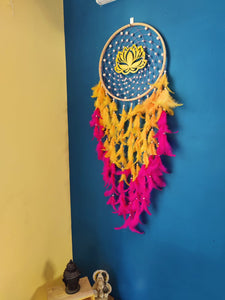 Golden yellow-Pink Lotus Dreamcatcher