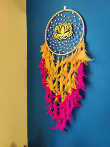 Golden yellow-Pink Lotus Dreamcatcher